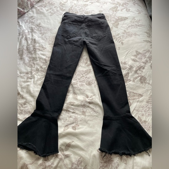 Mother The Cha Cha Fray Not Guilty Black Jeans 24 Crop Flare Ruffle Classic - Picture 4 of 12